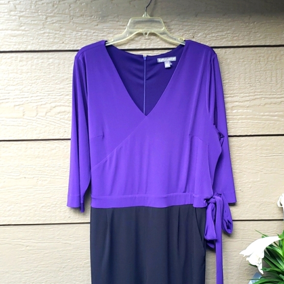 Jessica London Purple & Black Stretch Knit Colorblock Jumpsuit Size 18W - Picture 8 of 11